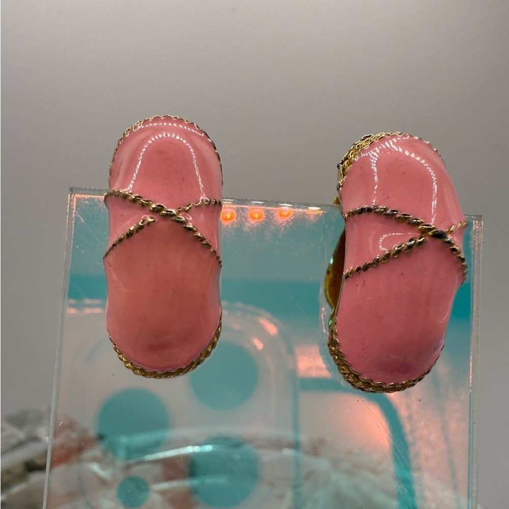 Gay Boyer vintage pink enamel earrings